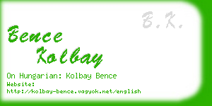 bence kolbay business card